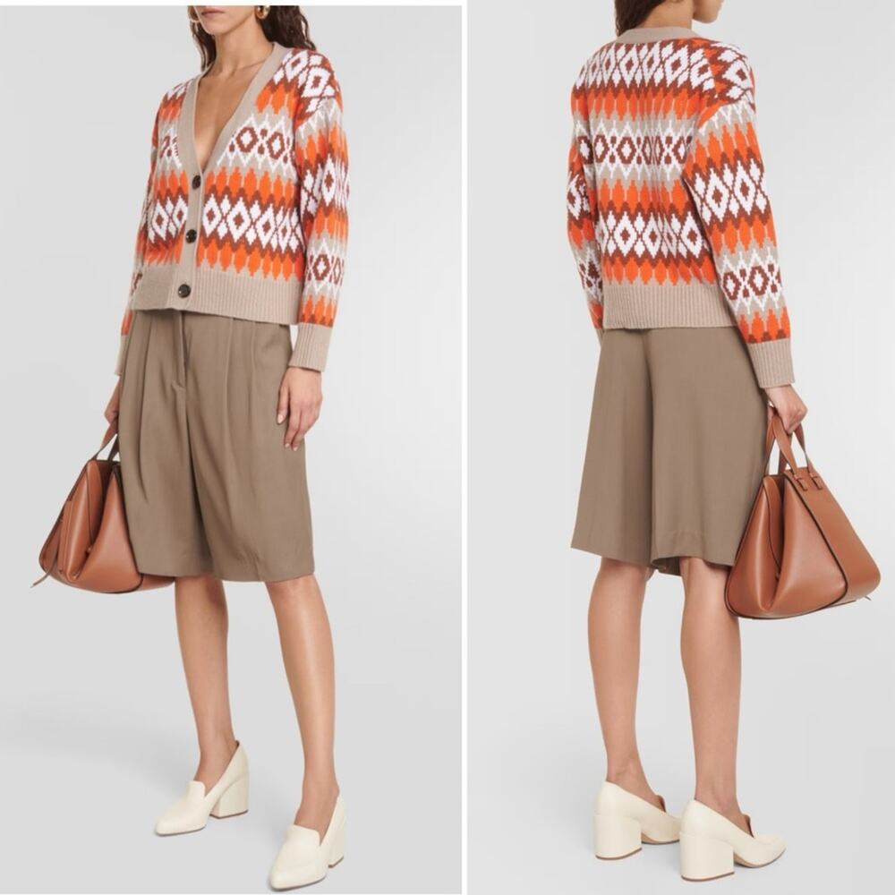 Allude Jardín De Orangers Wool And Cashmere Fair Isle Cardigan